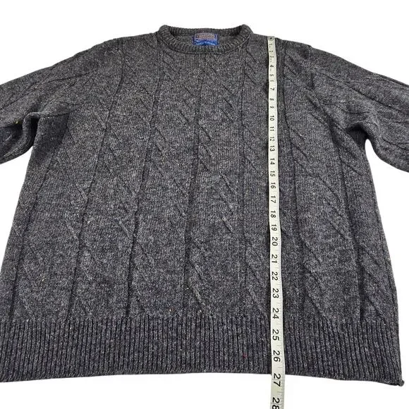 VTG Pendleton Country Traditions Sweater Gray Cable Knit Mens XL Fisherman Wool - Picture 8 of 8